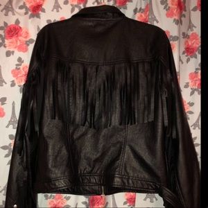 Fringe faux leather jacket